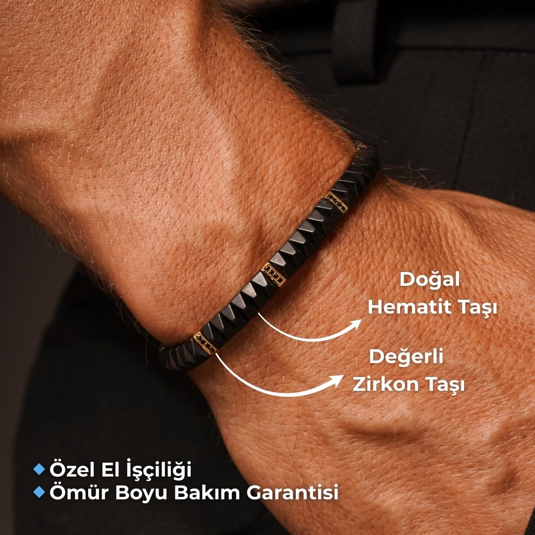 Cesur Hematit Ayarlanabilir Erkek Bileklik