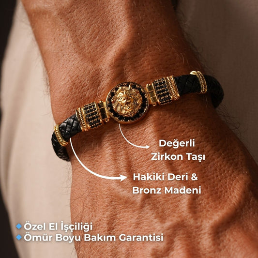 Aslan Figürlü Zirkon Taşlı Bileklik