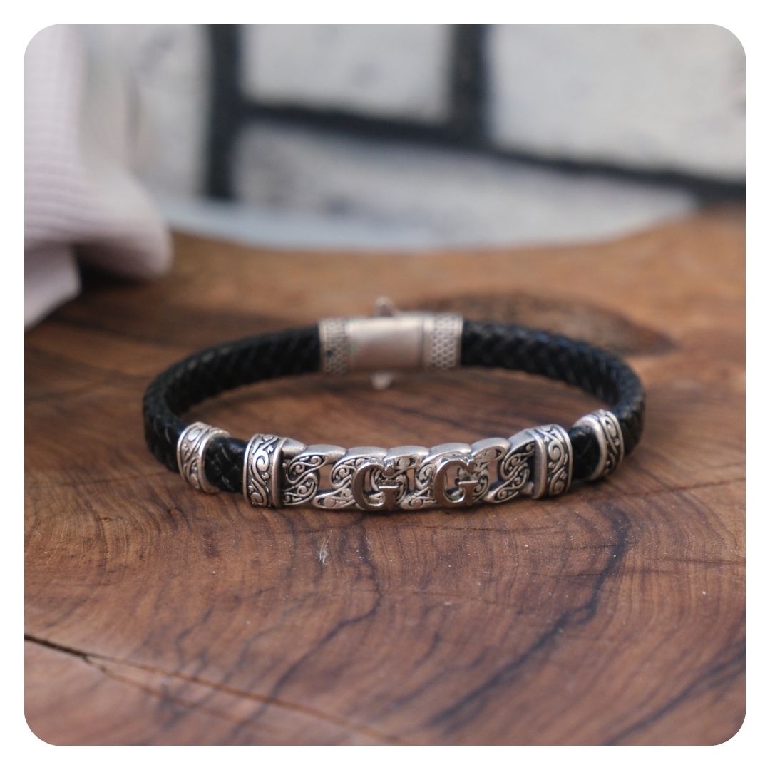 Kişiselleştirilebilir Hakiki Deri Sarmal Erkek Bileklik