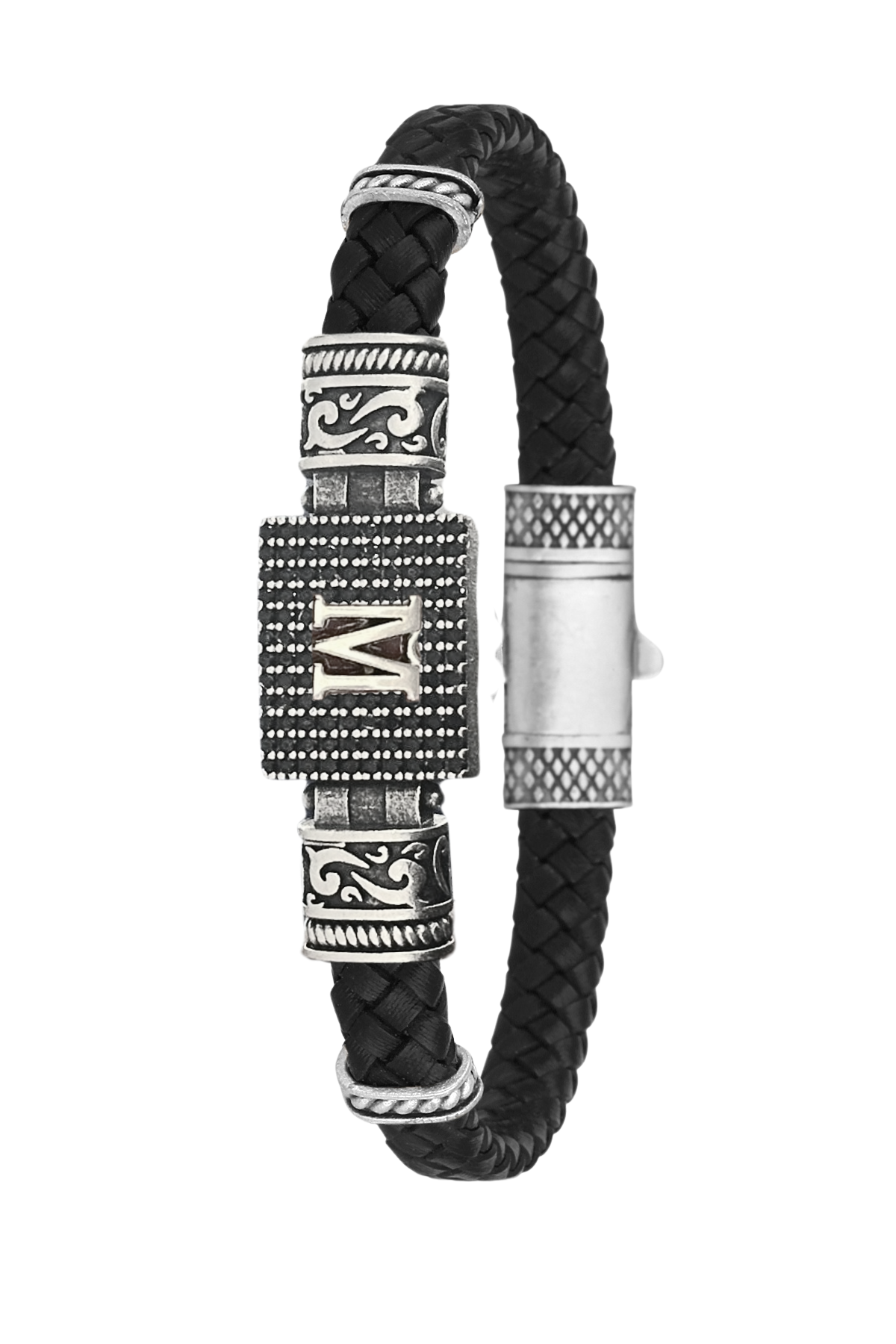 Kişiselleştirilebilir Kare Hakiki Deri Erkek Bileklik