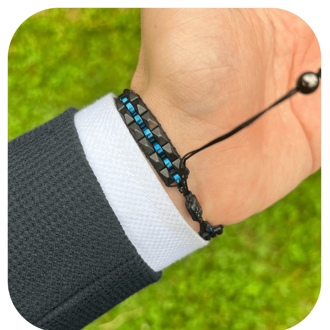 Hematit El İşçiliği Ayarlanabilir Erkek Bileklik