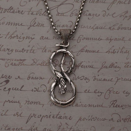 Sonsuzluk Yılan Figürlü Paslanmaz Çelik Erkek Kolye