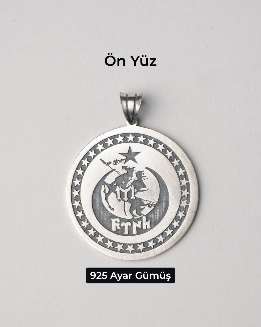 Çift Taraflı Atlı Savaşçı Gümüş Erkek Kolye