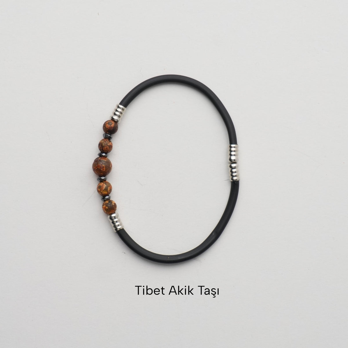 Minimalist Kahverengi Tibet Akik Taşı Ayarlanabilir Bileklik