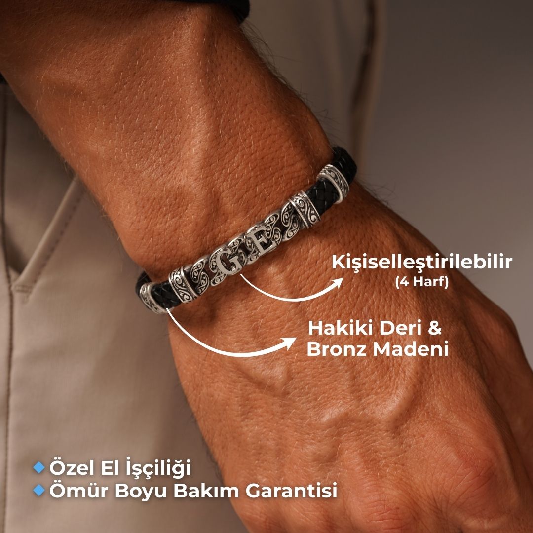 Kişiselleştirilebilir Hakiki Deri Sarmal Erkek Bileklik