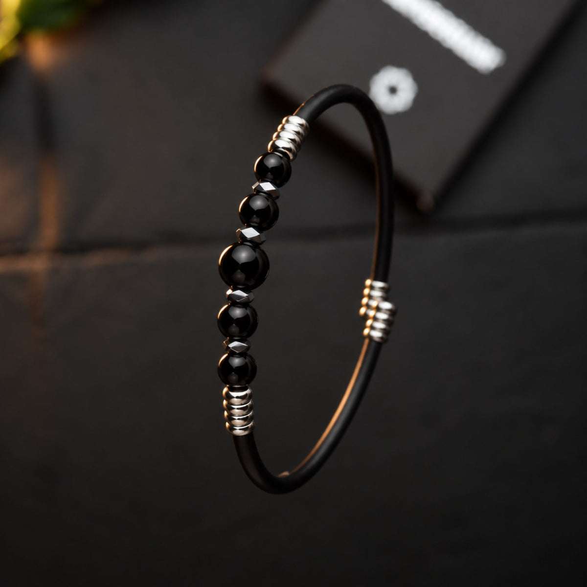 Minimalist Oniks Doğal Taşlı Ayarlanabilir Bileklik