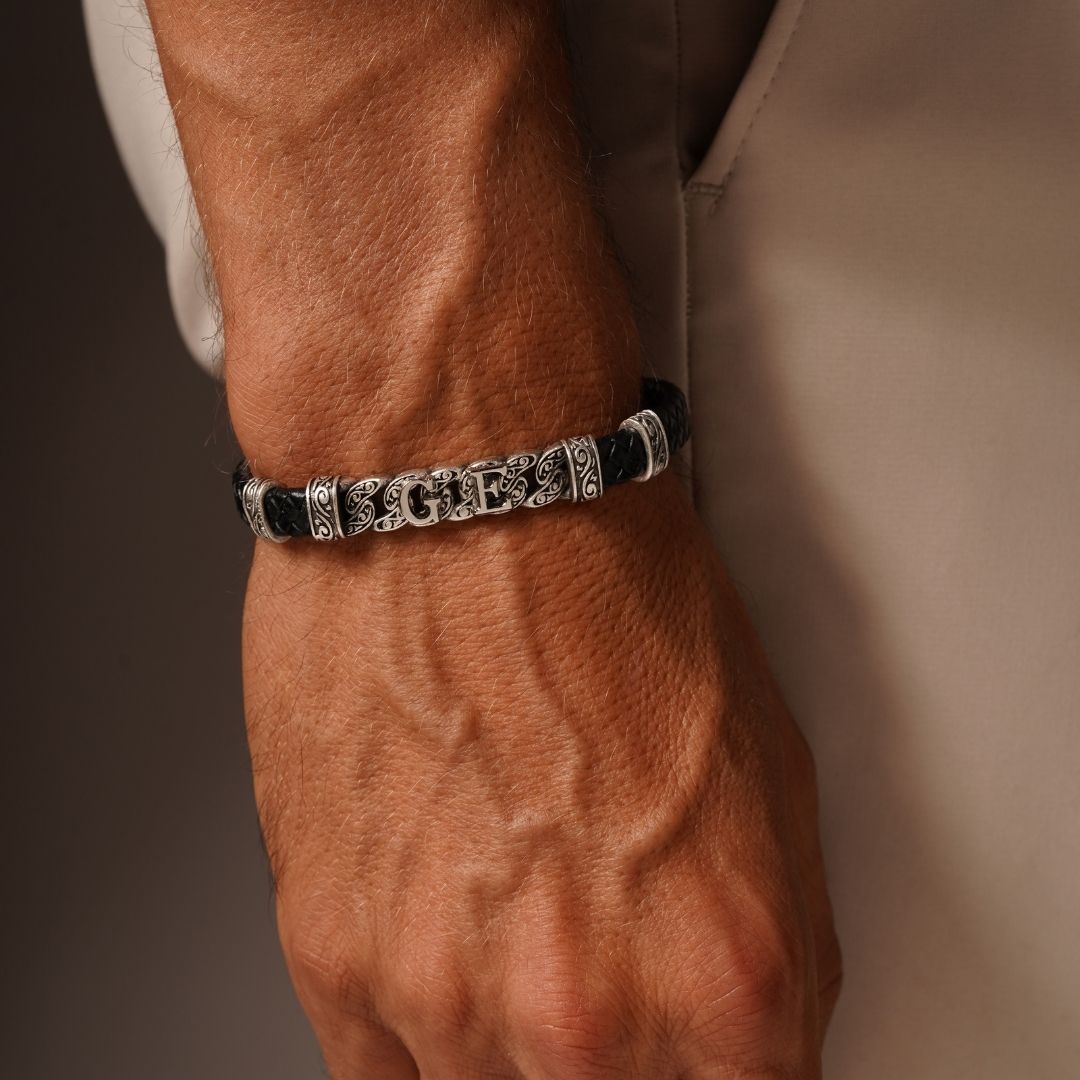 Kişiselleştirilebilir Hakiki Deri Sarmal Erkek Bileklik