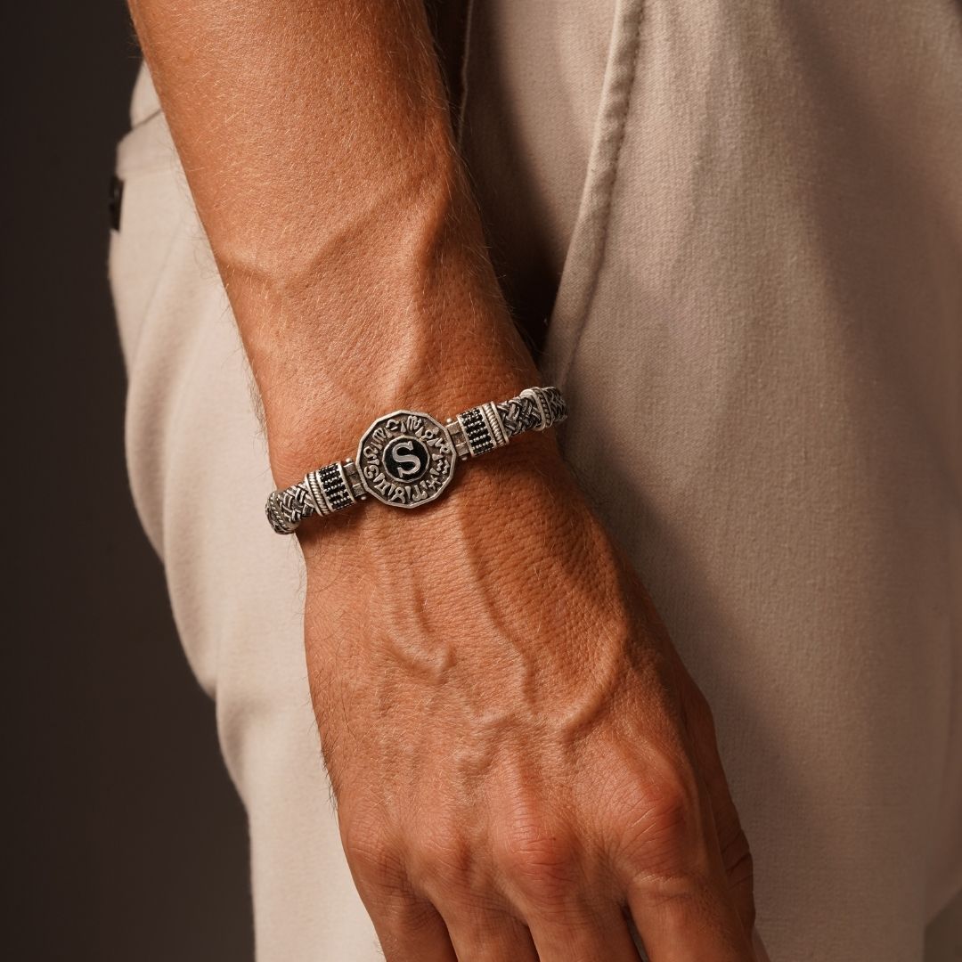 Kişiselleştirilebilir Beyaz Hakiki Deri Erkek Bileklik