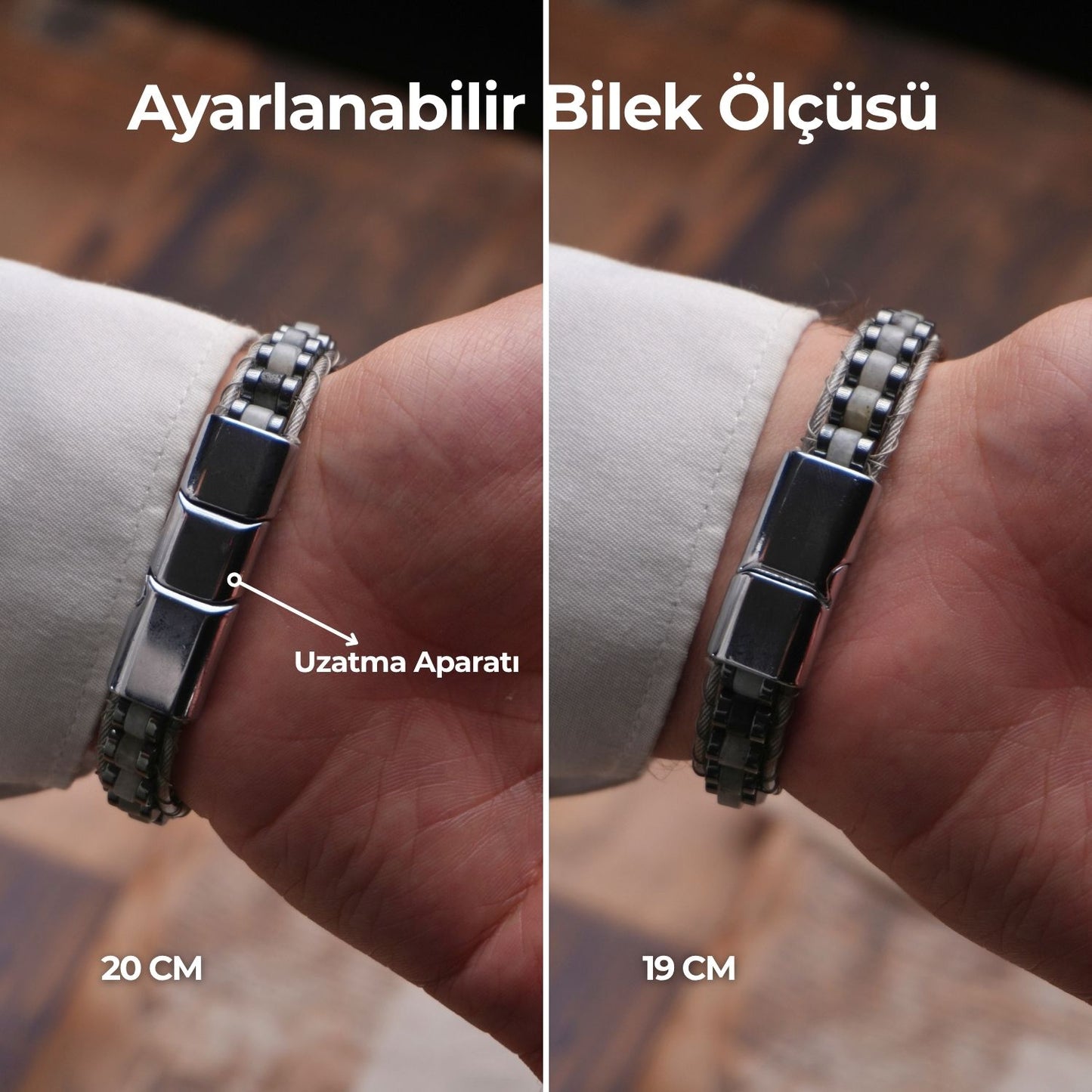 Royal Howlit & Hematit Taşlı Ayarlanabilir Bileklik