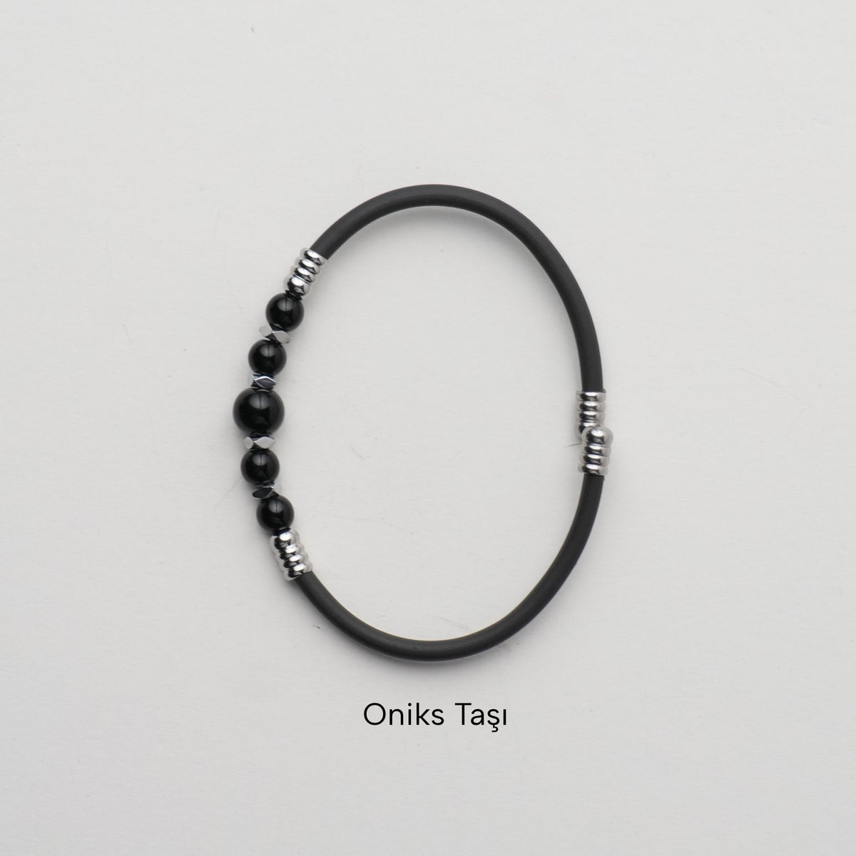 Minimalist Oniks Doğal Taşlı Ayarlanabilir Bileklik