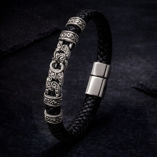 Kişiselleştirilebilir Hakiki Deri Sarmal Erkek Bileklik
