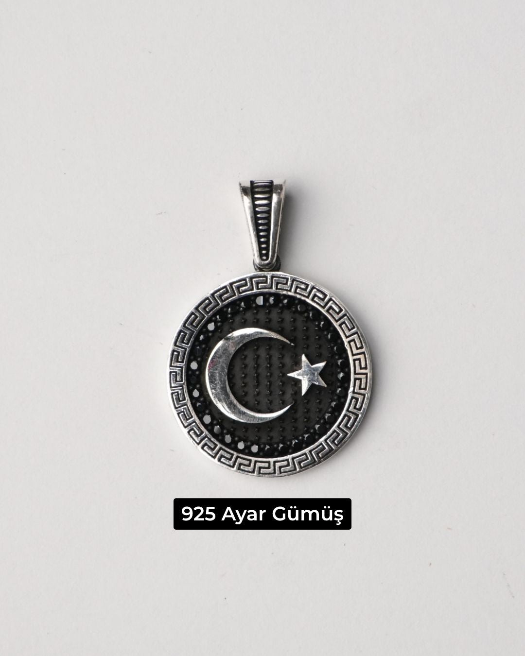 Ay Yıldız Figürlü Gümüş Erkek Kolye