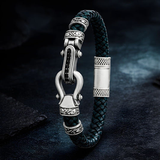 İTALYAN TASARIM AT NALI ŞANS ZİRKON TAŞLI BİLEKLİK (YEŞİL)