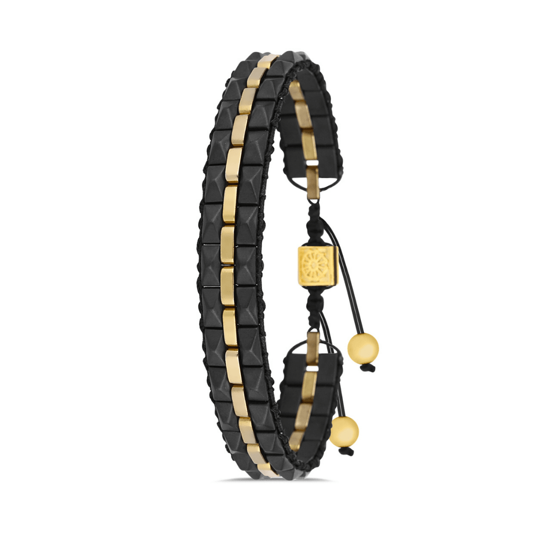 Hematit El İşçiliği Ayarlanabilir Erkek Bileklik