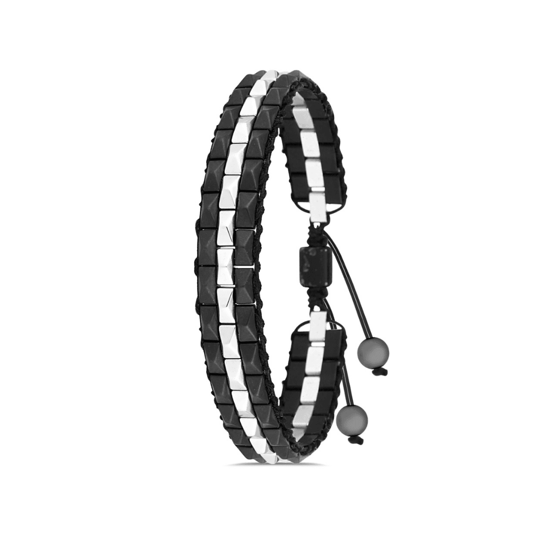 Hematit El İşçiliği Ayarlanabilir Erkek Bileklik