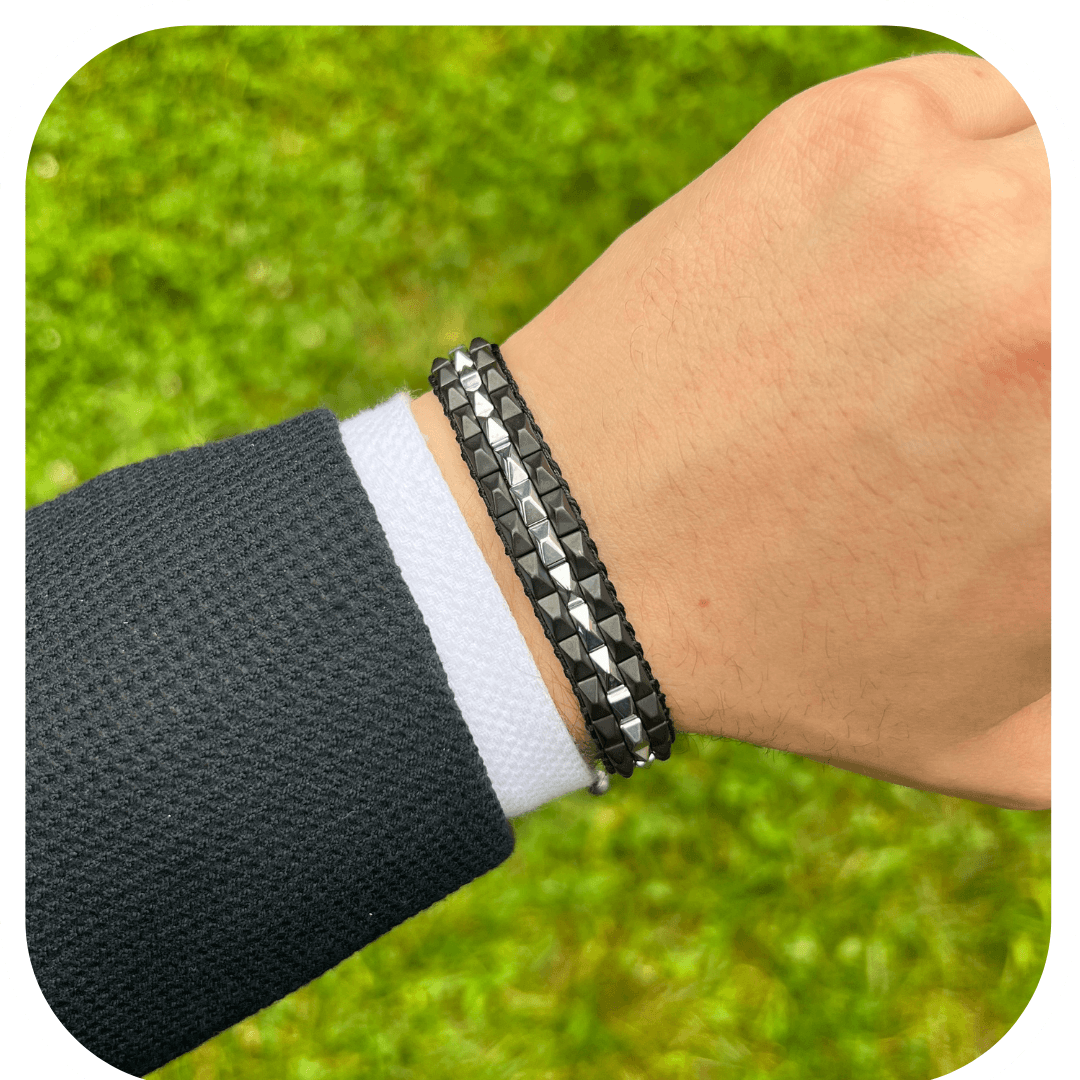 Hematit El İşçiliği Ayarlanabilir Erkek Bileklik